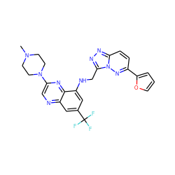 CN1CCN(c2cnc3cc(C(F)(F)F)cc(NCc4nnc5ccc(-c6ccco6)nn45)c3n2)CC1 ZINC000095564268