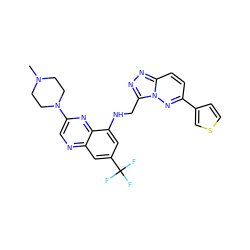 CN1CCN(c2cnc3cc(C(F)(F)F)cc(NCc4nnc5ccc(-c6ccsc6)nn45)c3n2)CC1 ZINC000095558750