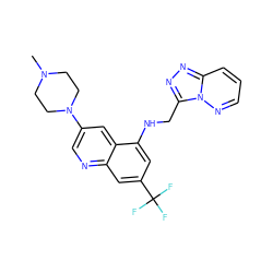 CN1CCN(c2cnc3cc(C(F)(F)F)cc(NCc4nnc5cccnn45)c3c2)CC1 ZINC000095562785