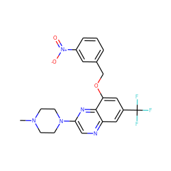 CN1CCN(c2cnc3cc(C(F)(F)F)cc(OCc4cccc([N+](=O)[O-])c4)c3n2)CC1 ZINC000040878508