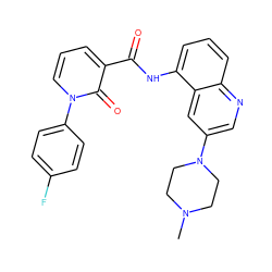 CN1CCN(c2cnc3cccc(NC(=O)c4cccn(-c5ccc(F)cc5)c4=O)c3c2)CC1 ZINC000071318055