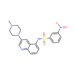 CN1CCN(c2cnc3cccc(NS(=O)(=O)c4cccc([N+](=O)[O-])c4)c3c2)CC1 ZINC000071316952