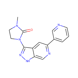 CN1CCN(c2n[nH]c3cnc(-c4cccnc4)cc23)C1=O ZINC000205265601