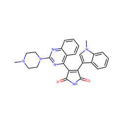 CN1CCN(c2nc(C3=C(c4cn(C)c5ccccc45)C(=O)NC3=O)c3ccccc3n2)CC1 ZINC000095578909