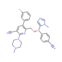 CN1CCN(c2nc(CO[C@@H](c3ccc(C#N)cc3)c3cncn3C)c(-c3cccc(Cl)c3)cc2C#N)CC1 ZINC000029340221