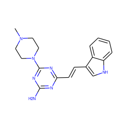 CN1CCN(c2nc(N)nc(/C=C/c3c[nH]c4ccccc34)n2)CC1 ZINC000473153370