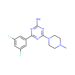 CN1CCN(c2nc(N)nc(-c3cc(F)cc(F)c3)n2)CC1 ZINC000169349148