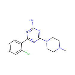 CN1CCN(c2nc(N)nc(-c3ccccc3Cl)n2)CC1 ZINC000169349131