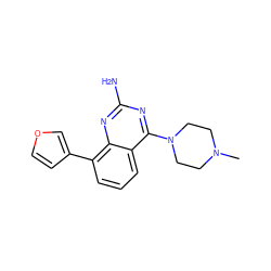 CN1CCN(c2nc(N)nc3c(-c4ccoc4)cccc23)CC1 ZINC000073219926