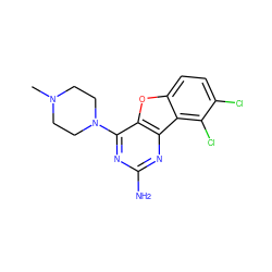 CN1CCN(c2nc(N)nc3c2oc2ccc(Cl)c(Cl)c23)CC1 ZINC000073168787