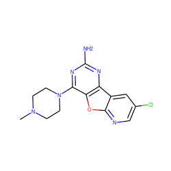 CN1CCN(c2nc(N)nc3c2oc2ncc(Cl)cc23)CC1 ZINC000073170212