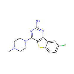 CN1CCN(c2nc(N)nc3c2sc2ccc(Cl)cc23)CC1 ZINC000072318103