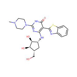 CN1CCN(c2nc(N[C@@H]3C[C@H](CO)[C@@H](O)[C@H]3O)c(-c3nc4ccccc4s3)c(=O)[nH]2)CC1 ZINC000473117347