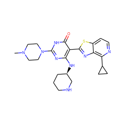 CN1CCN(c2nc(N[C@@H]3CCCNC3)c(-c3nc4c(C5CC5)nccc4s3)c(=O)[nH]2)CC1 ZINC001772607724