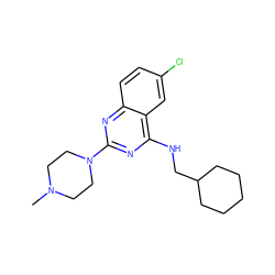 CN1CCN(c2nc(NCC3CCCCC3)c3cc(Cl)ccc3n2)CC1 ZINC000045495406