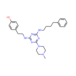 CN1CCN(c2nc(NCCCCc3ccccc3)nc(NCCc3ccc(O)cc3)n2)CC1 ZINC000013492557