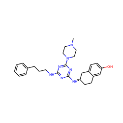 CN1CCN(c2nc(NCCCc3ccccc3)nc(N[C@@H]3CCc4cc(O)ccc4C3)n2)CC1 ZINC000013492553