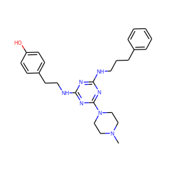 CN1CCN(c2nc(NCCCc3ccccc3)nc(NCCc3ccc(O)cc3)n2)CC1 ZINC000013492548