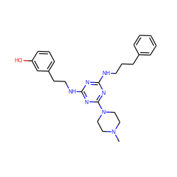 CN1CCN(c2nc(NCCCc3ccccc3)nc(NCCc3cccc(O)c3)n2)CC1 ZINC000013492549