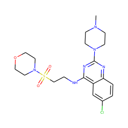 CN1CCN(c2nc(NCCS(=O)(=O)N3CCOCC3)c3cc(Cl)ccc3n2)CC1 ZINC000043206536