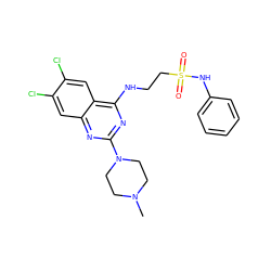 CN1CCN(c2nc(NCCS(=O)(=O)Nc3ccccc3)c3cc(Cl)c(Cl)cc3n2)CC1 ZINC000045337998