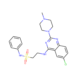 CN1CCN(c2nc(NCCS(=O)(=O)Nc3ccccc3)c3cc(Cl)ccc3n2)CC1 ZINC000045338059