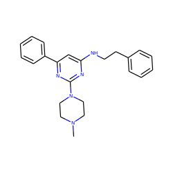 CN1CCN(c2nc(NCCc3ccccc3)cc(-c3ccccc3)n2)CC1 ZINC000243418623