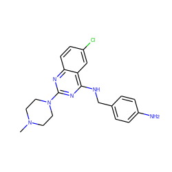 CN1CCN(c2nc(NCc3ccc(N)cc3)c3cc(Cl)ccc3n2)CC1 ZINC000045495428