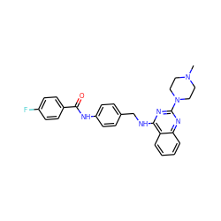 CN1CCN(c2nc(NCc3ccc(NC(=O)c4ccc(F)cc4)cc3)c3ccccc3n2)CC1 ZINC000084618387