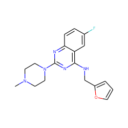 CN1CCN(c2nc(NCc3ccco3)c3cc(F)ccc3n2)CC1 ZINC000096903431