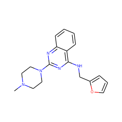 CN1CCN(c2nc(NCc3ccco3)c3ccccc3n2)CC1 ZINC000000315706