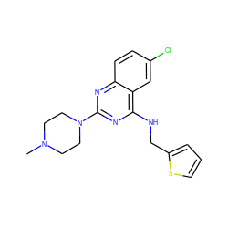 CN1CCN(c2nc(NCc3cccs3)c3cc(Cl)ccc3n2)CC1 ZINC000040845119