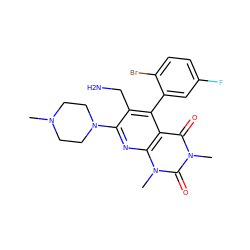 CN1CCN(c2nc3c(c(-c4cc(F)ccc4Br)c2CN)c(=O)n(C)c(=O)n3C)CC1 ZINC000034663112