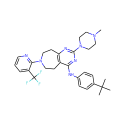 CN1CCN(c2nc3c(c(Nc4ccc(C(C)(C)C)cc4)n2)CCN(c2ncccc2C(F)(F)F)CC3)CC1 ZINC000137678892