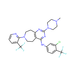 CN1CCN(c2nc3c(c(Nc4ccc(C(F)(F)F)c(Cl)c4)n2)CCN(c2ncccc2C(F)(F)F)CC3)CC1 ZINC000144518492