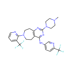 CN1CCN(c2nc3c(c(Nc4ccc(C(F)(F)F)nc4)n2)CCN(c2ncccc2C(F)(F)F)CC3)CC1 ZINC000144518274