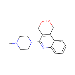 CN1CCN(c2nc3ccccc3c(CO)c2CO)CC1 ZINC000013644300