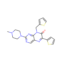 CN1CCN(c2ncc3nc(-c4cccs4)c(=O)n(Cc4cccs4)c3n2)CC1 ZINC000004239094