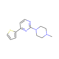 CN1CCN(c2nccc(-c3cccs3)n2)CC1 ZINC000013808359