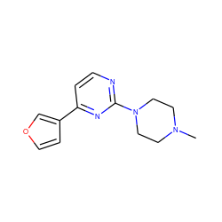 CN1CCN(c2nccc(-c3ccoc3)n2)CC1 ZINC000013808363