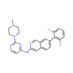 CN1CCN(c2nccc(Nc3cc4ccc(-c5c(Cl)cccc5Cl)cc4cn3)n2)CC1 ZINC000144615896