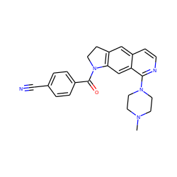 CN1CCN(c2nccc3cc4c(cc23)N(C(=O)c2ccc(C#N)cc2)CC4)CC1 ZINC000028525988