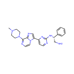 CN1CCN(c2nccn3c(-c4ccnc(N[C@@H](CN)c5ccccc5)n4)cnc23)CC1 ZINC000169701234