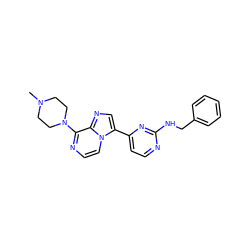 CN1CCN(c2nccn3c(-c4ccnc(NCc5ccccc5)n4)cnc23)CC1 ZINC000169701241