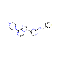 CN1CCN(c2nccn3c(-c4ccnc(NCc5ccsc5)n4)cnc23)CC1 ZINC000169701245