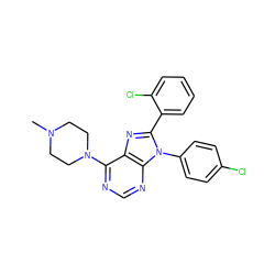 CN1CCN(c2ncnc3c2nc(-c2ccccc2Cl)n3-c2ccc(Cl)cc2)CC1 ZINC000040430038