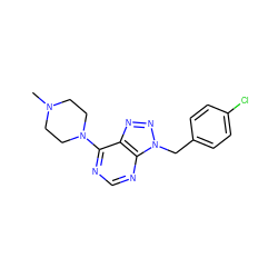 CN1CCN(c2ncnc3c2nnn3Cc2ccc(Cl)cc2)CC1 ZINC000002507075