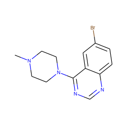 CN1CCN(c2ncnc3ccc(Br)cc23)CC1 ZINC000000122260