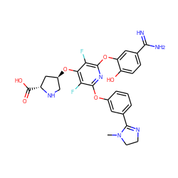 CN1CCN=C1c1cccc(Oc2nc(Oc3cc(C(=N)N)ccc3O)c(F)c(O[C@H]3CN[C@H](C(=O)O)C3)c2F)c1 ZINC000027102458