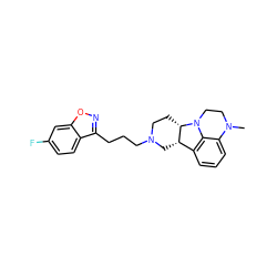 CN1CCN2c3c(cccc31)[C@@H]1CN(CCCc3noc4cc(F)ccc34)CC[C@@H]12 ZINC000034324164